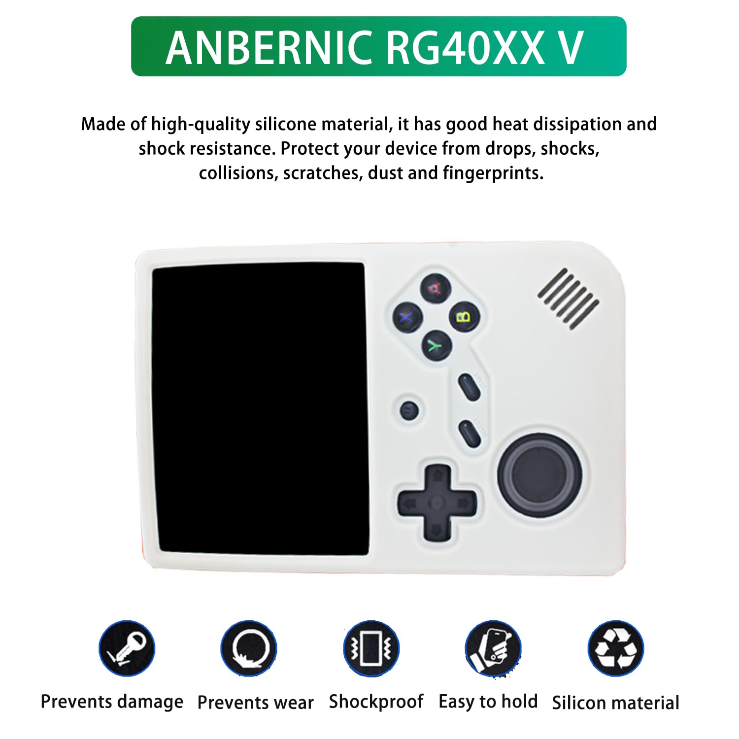 NOUKAJU Case for ANBERNIC RG40XX V Handheld Game Console, Silicone Protective Cover,Drop-Proof,Scratch-Proof,Shock-Proof,Dust-Proof,Protective Case for RG40XX V Game Console(Off-White)
