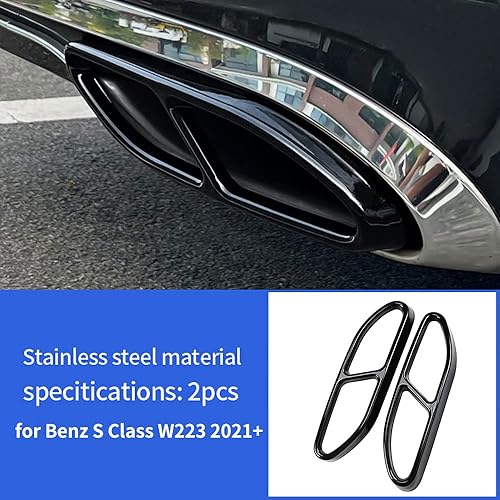 Miniatura 8 de Tubo de escape de garganta para Mercedes-Benz Clase S W223 S580 S560 S450 S500 S63 AMG S580e Accesorios exteriores de acero inoxidable negro