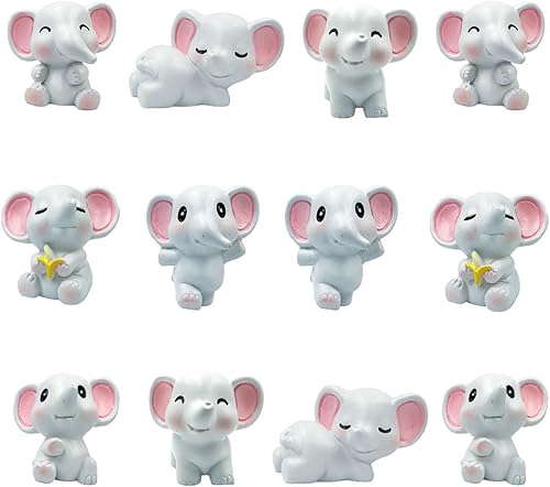 Miniatura 1 de Mini figuras de elefante, 12 figuras de elefante en miniatura de resina, pequeñas figuras de elefante, adornos de modelo de animal, estatua de