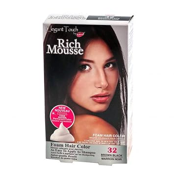 Foam Hair Color Rich Mousse Brown Black #32, Elegant Touch by PUR-est