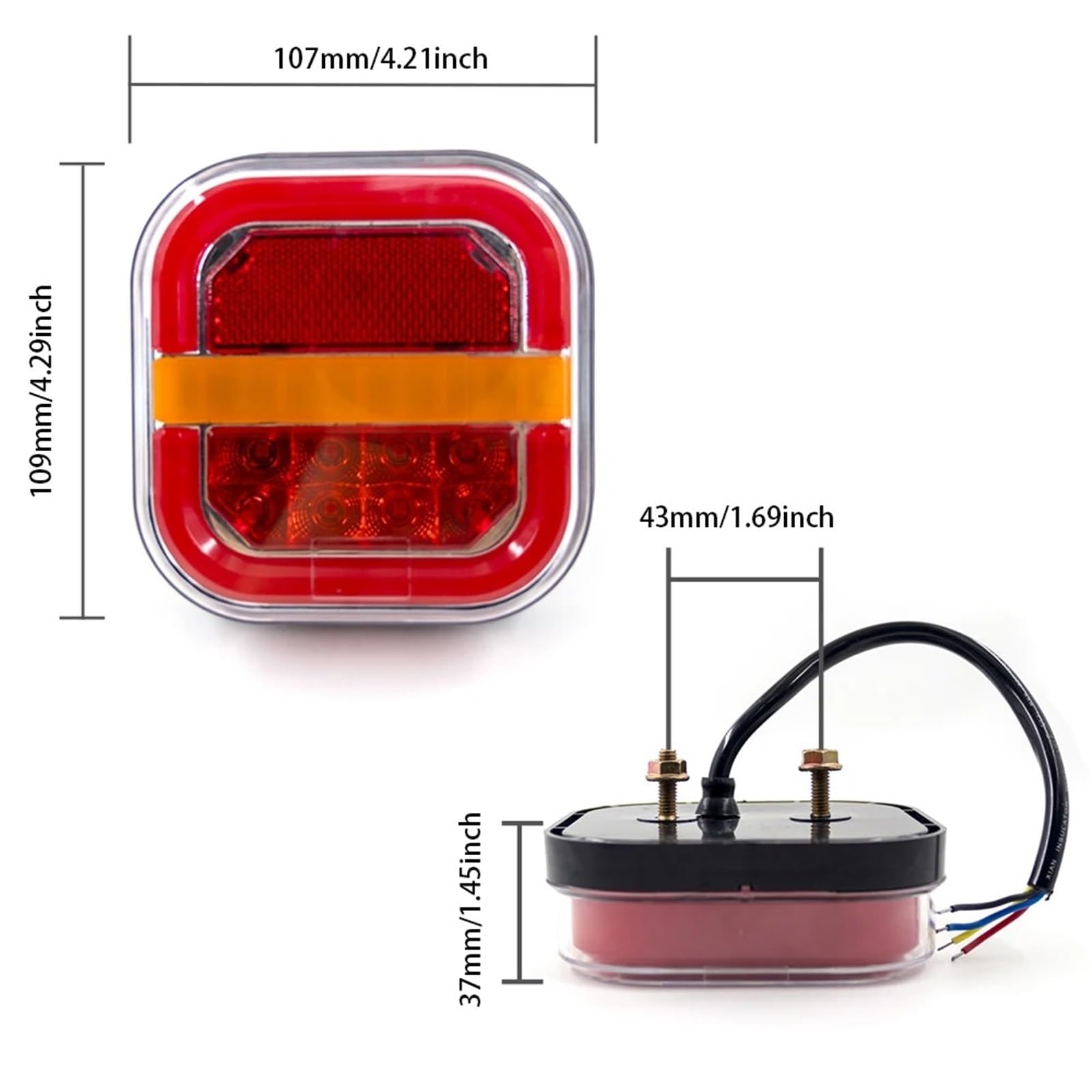 Luz Trasera Luz LED Trasera 12 V-24V Para Camión UTV ATV Furgoneta 4x4 Remolque Freno Cuadrado Intermitente Luz Matrícula