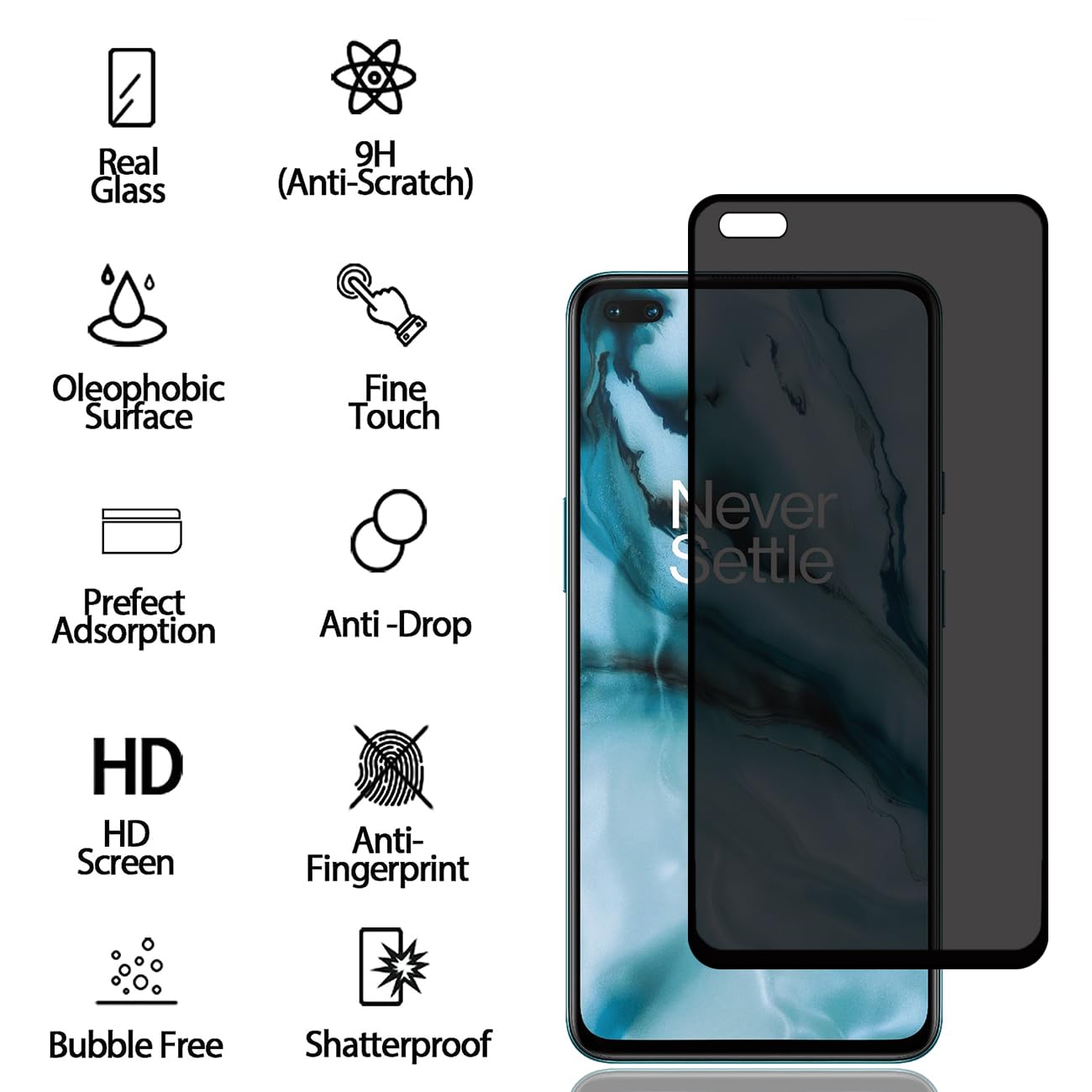 Nero, compatibile con OnePlus Nord 2 5G Back Film Protettivo