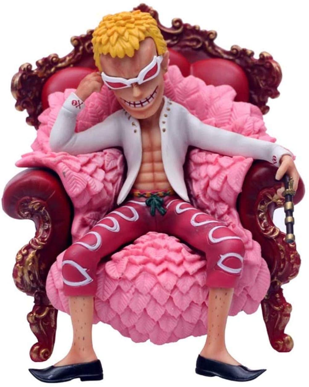 XXSDDM-WJ Gift ONE Piece Donquixote Doflamingo Sitting on a Chair PVC Anime Cartoon Game Character Model Statue Figure Toy Collectibles Decoration Gifts Favorite by Anime Fan KSH606