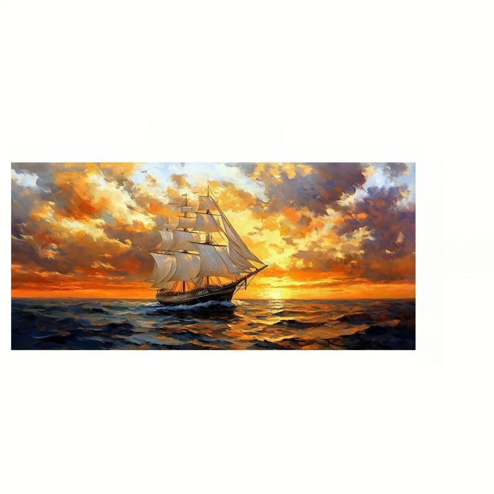 Yocheng Sunset Sailboats On The Sea Posters And Print Beautiful Sea Scenery Canvas Painting Wall Art Picture For Living Room Home Decor 50x70cm No Frame