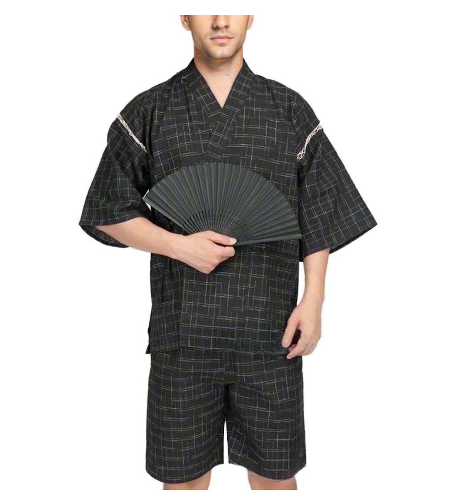 Pyjama Kimono de Style Japonais avec Chemise et Short, Unisexe, en Coton et Lin, Ensemble de détente, Peignoir de Spa, vêtements décontractés, Multicolore, L