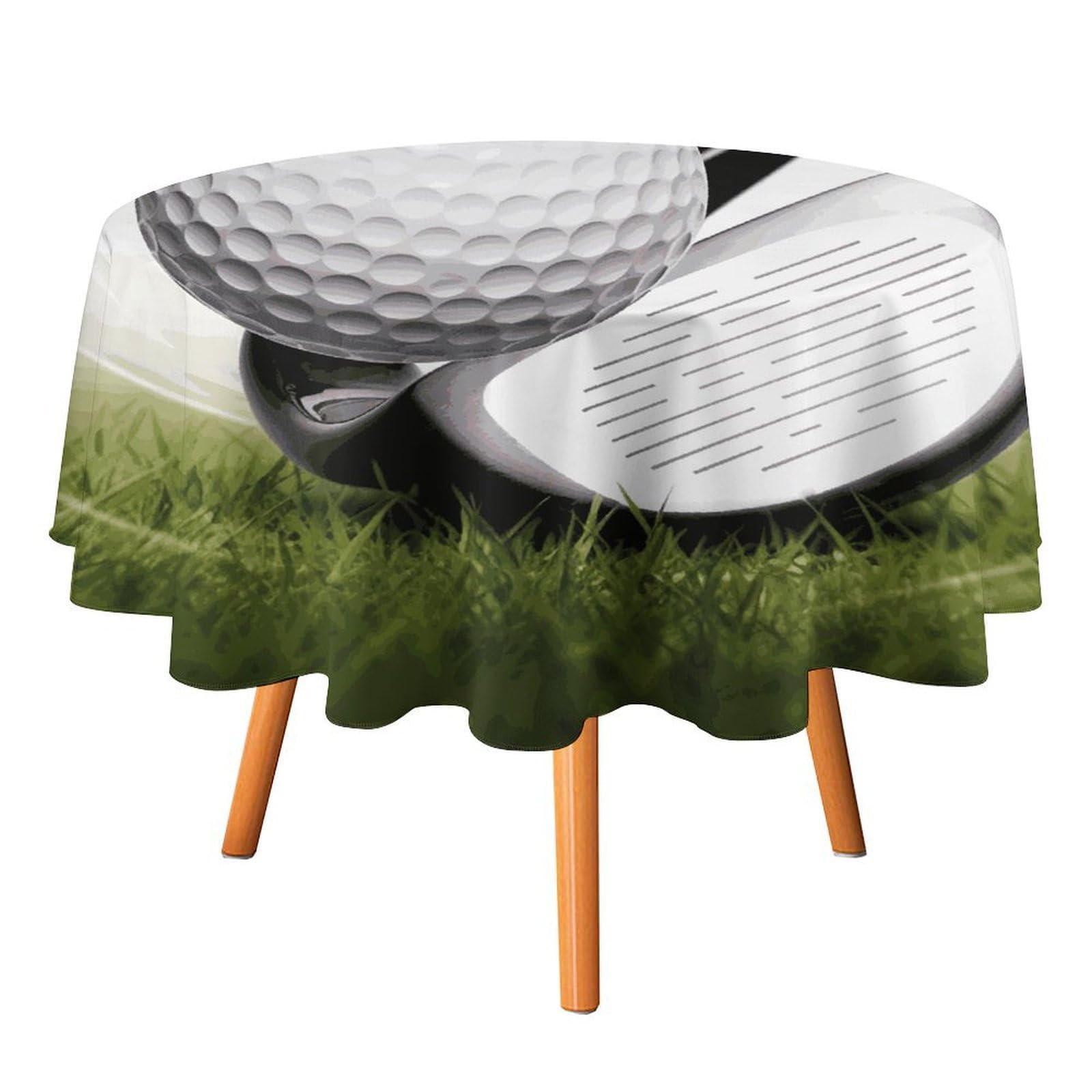 Fekiloot Style Golf Club Round Tablecloth - Heavy Duty And Washable,Polyester Decorative Fabric Table Cover,Tablecloths For Kitchen Dining, Wedding, Birthday Party50x50in