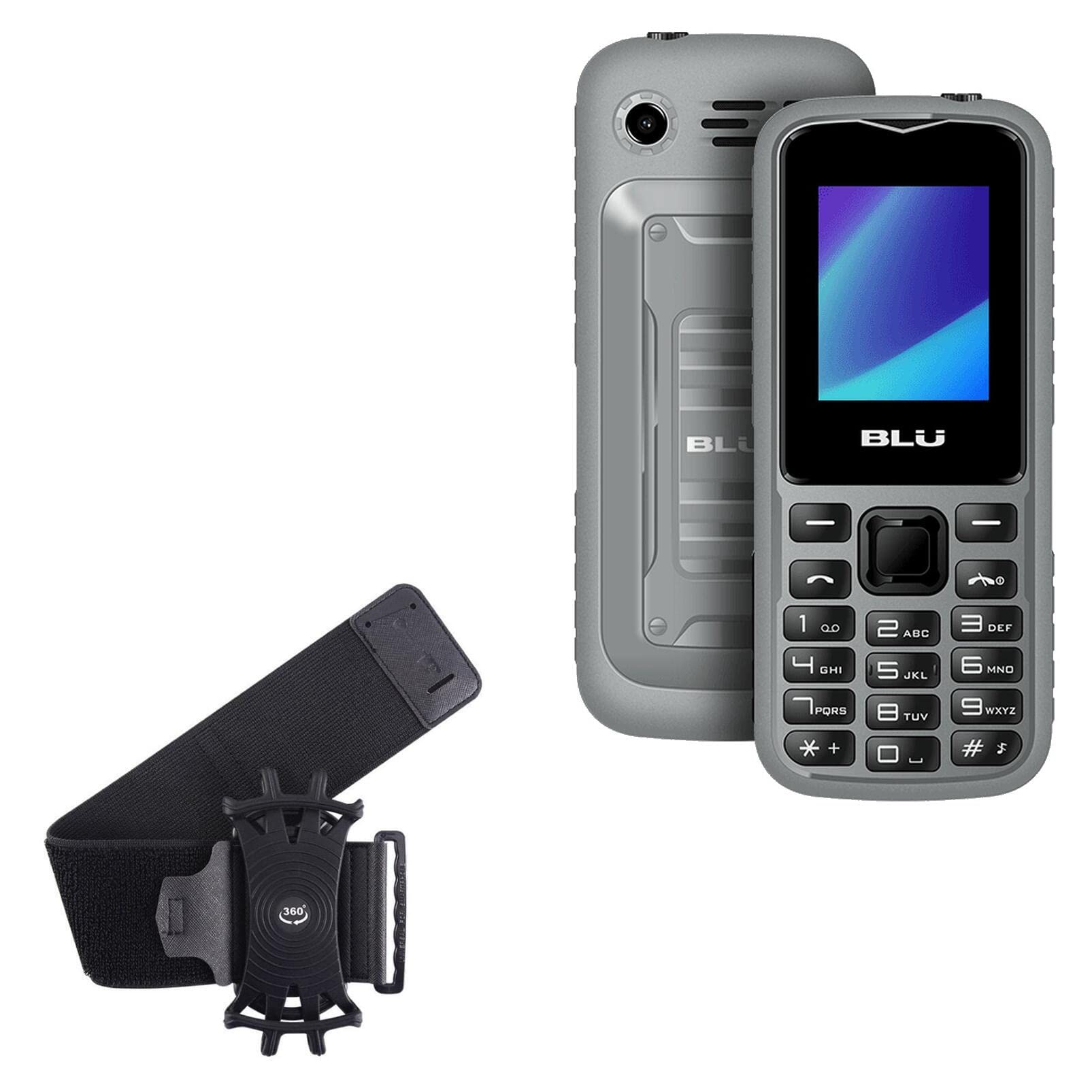 BoxWave Holster Compatible with BLU Tank Mini - ActiveStretch Sport Armband, Adjustable Armband for Workout and Running - Jet Black