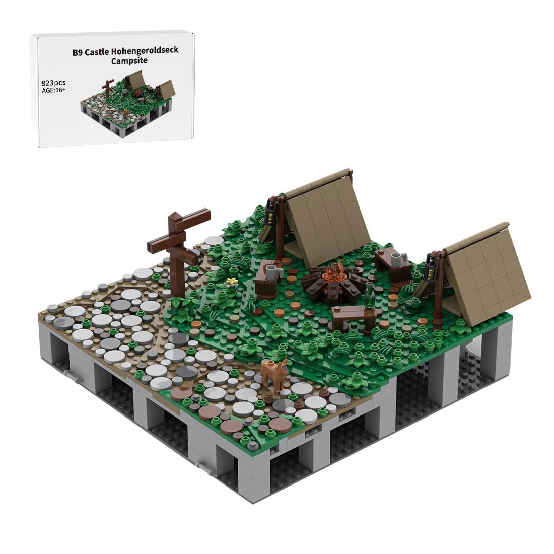 Burg Hohengeroldseck model z klocków zaciskowych, historyczny model zamku z 62 modułów, rozszerzenie krajobrazu, prezent dla miłośników historii i kolekcjonerów zamków, 823 części
