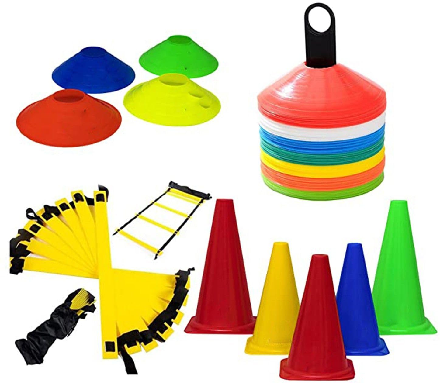 Dinetic Football Training Kit Agility Ladder 4m, 10 Rungs, 12 Marker & 20 Saucer Cones Football & Fitness Kit ()-picture-21