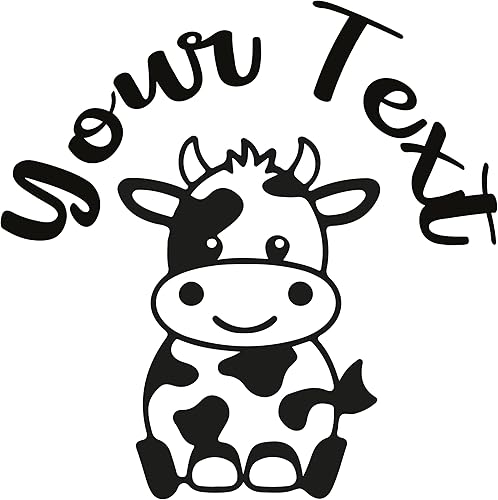 Miniatura 2 de Calcomanías de pared personalizadas con nombre de niño para guardería, calcomanías de nombre para pared con linda vaca, decoración de pared con