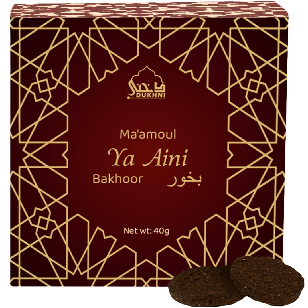 Dukhni Men's Multicolour Maamoul Ya Aini Bakhoor By | 40 Grams Arabic Oud Incense Bricks | Warm Woody Oudh Blend | Luxurious Bakhour For Prayer Time, To Relax & Meditate | Handmade Islamic Gifts For & Wo