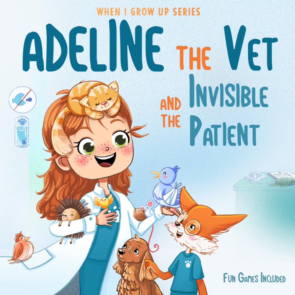 Adeline The Vet and the Invisible Patient. Personalized Story for Girls with Brown Hair (When I Grow Up Series for Adeline)