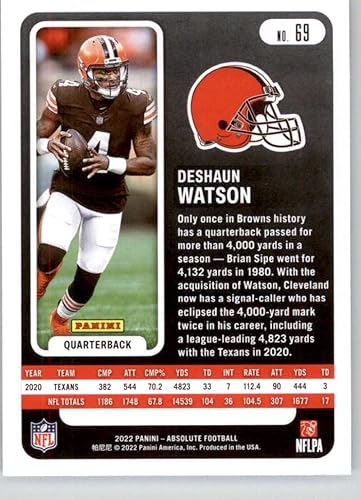 Miniatura 2 de 2022 Absolute Green #69 Deshaun Watson Cleveland Browns NFL Football Trading Card