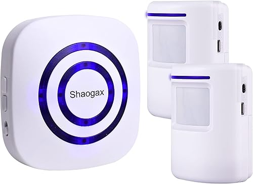 Shaogax Sistema de alarma con sensor de movimiento, alarma inalámbrica de seguridad para el hogar para interiores, detector de movimiento con 2