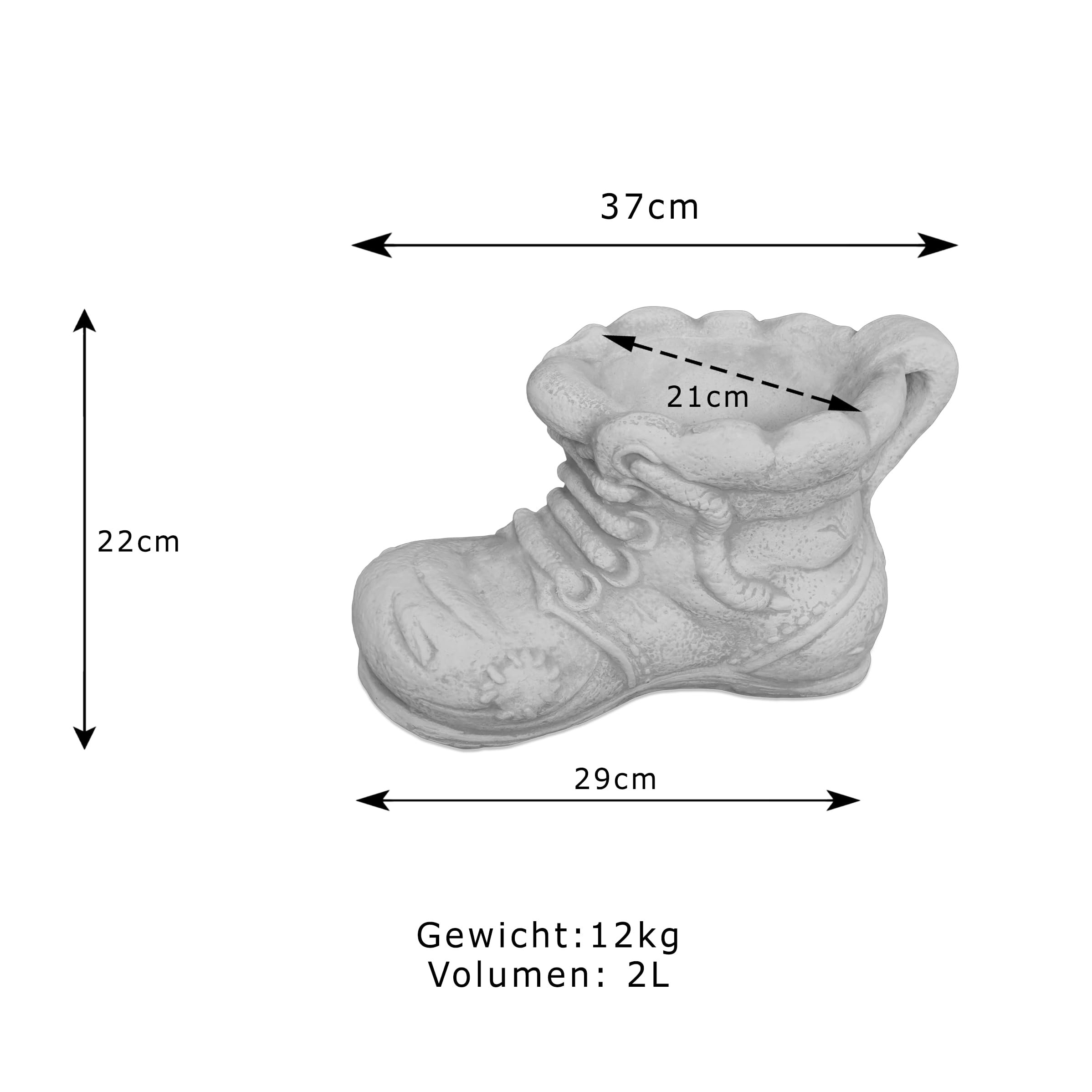 Vaso per fiori in stile antico, altezza 46 cm, 7 litri, 16 kg, grigio, resistente al gelo per esterni