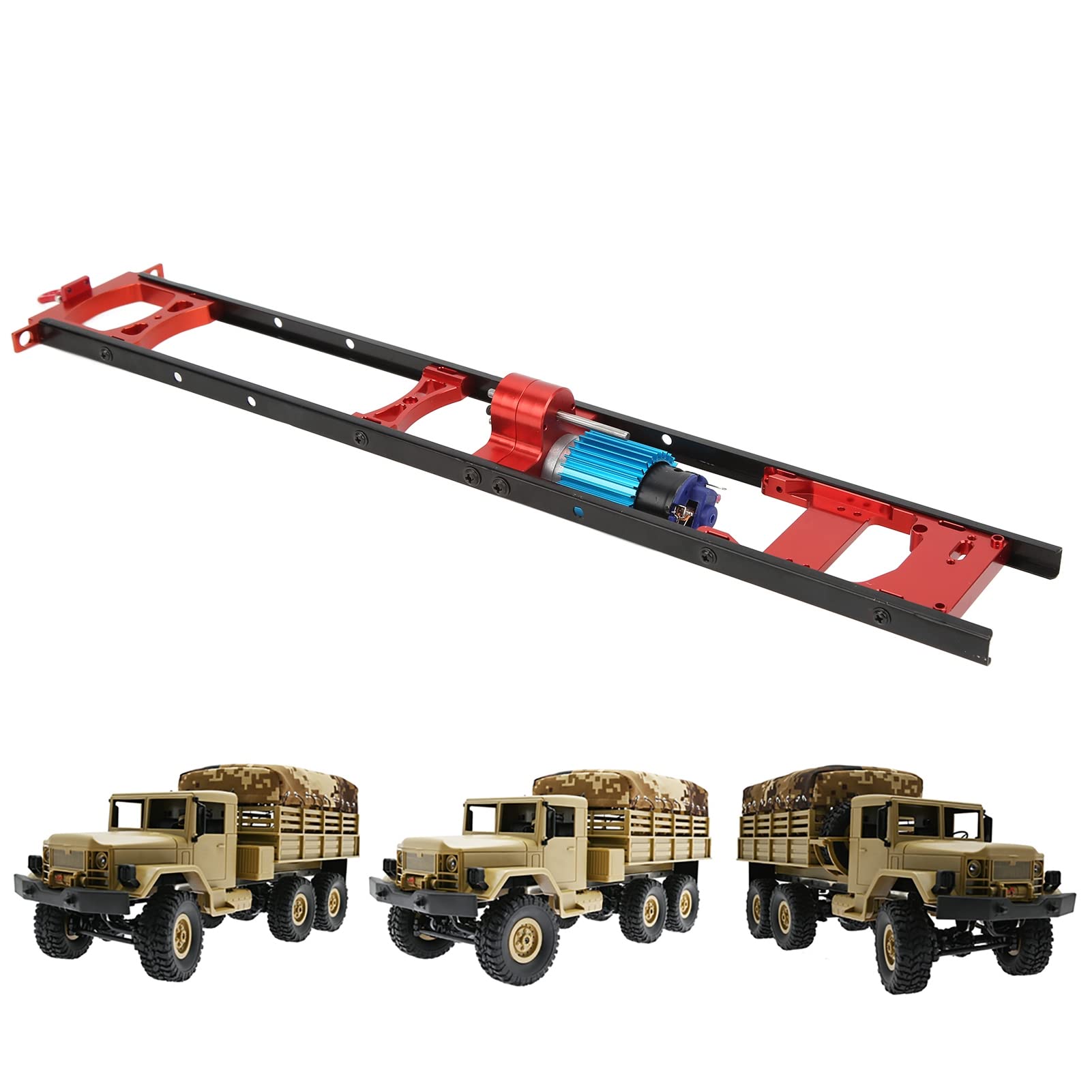 Chasis de metal Wangcmcol RC para mejorar el modelo de coche, aleación de aluminio ligera y duradera, diseño realista altamente simulado, fácil de instalar y desmontar. (Rojo)