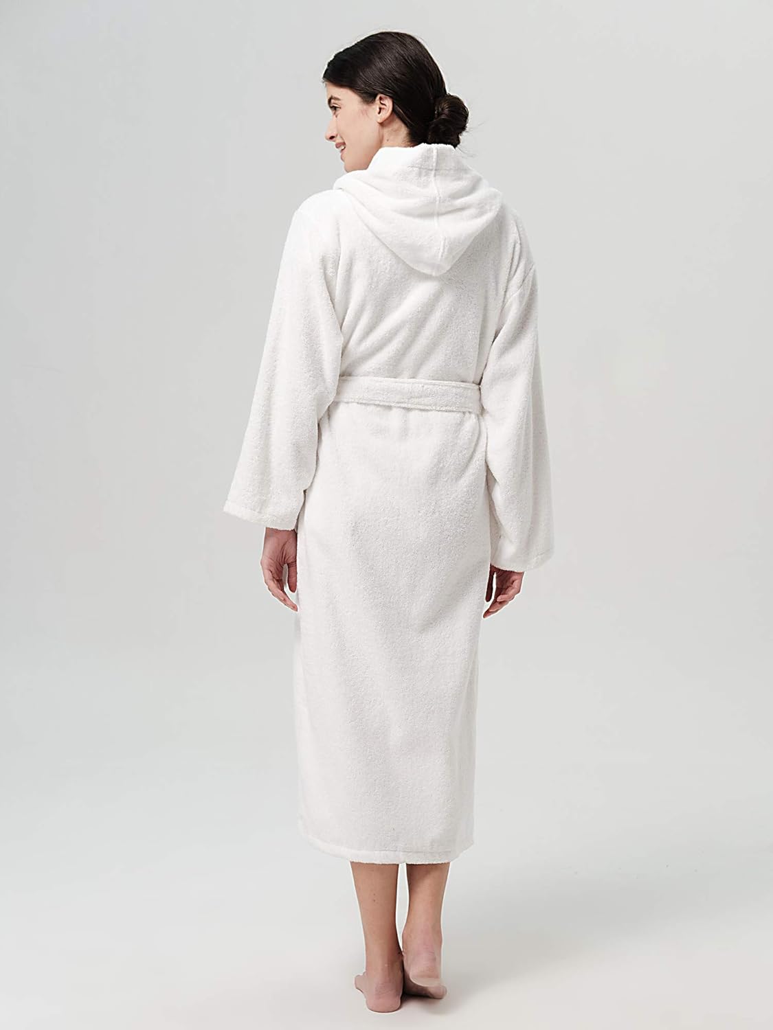 SIORO Womens Terry Cottton Long Cloth Robes, Hooded Plush Soft Absorbent Bathrobe, Full Length Spa Colth for Shower, Hot Tub - Image 4