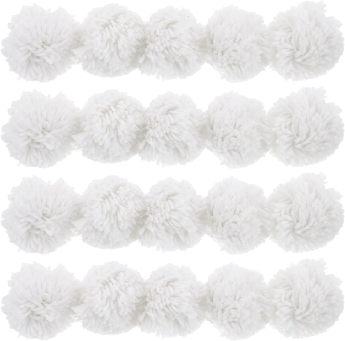 OFFSCH 20pcs White Fuzzy Pom Poms for Crafts 3 Inch Round Polyester Balls with No-shed Texture and No Extra Sewing Required for Garland Making and Holiday Party Decorations