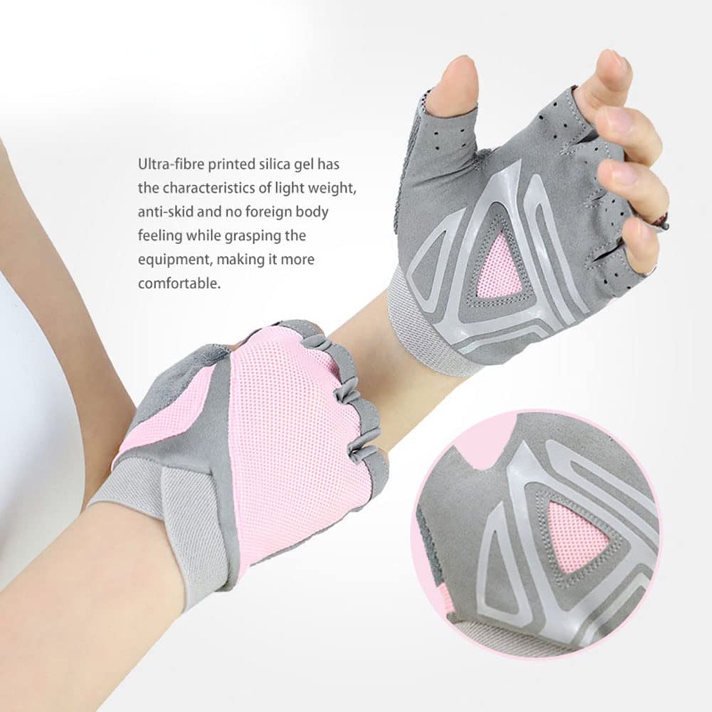 1 par de Guantes de Fitness para Mujer, Gimnasio, Levantamiento de Pesas, Ciclismo, Yoga, Culturismo, Entrenamiento, Finos, Transpirables, Antideslizantes, Guantes de Medio Dedo, Negro, S