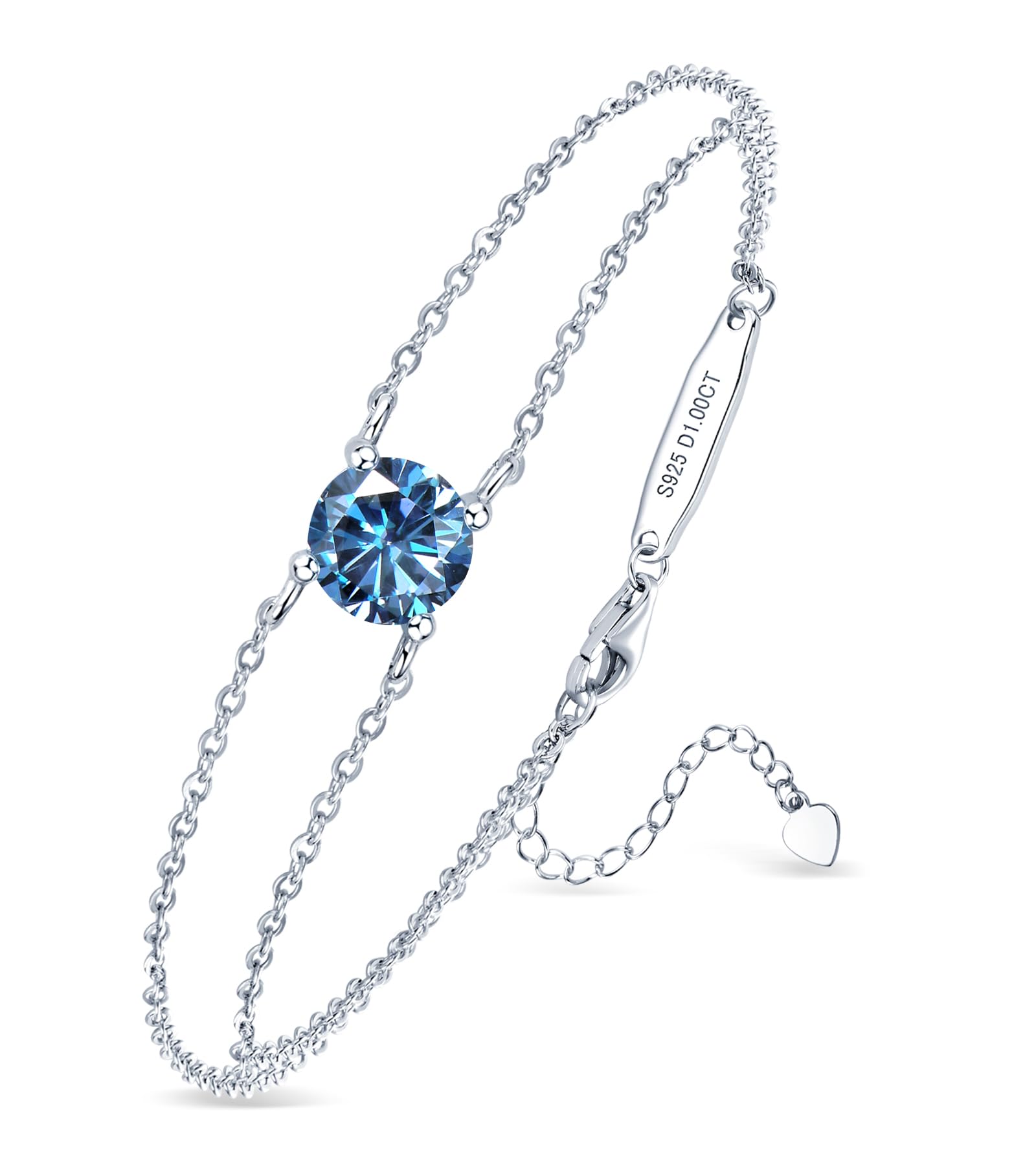 AINUOSHI Birthstone Bracelets for Women Fine Jewelry Sterling Silver Genuine or Created Gemstone Dainty Bracelet Anniversary Birthday Valentines Day Gifts for Women Wife, Chain Length 6.5”+2”