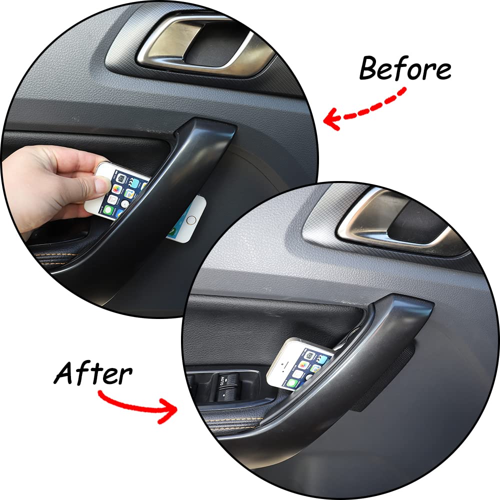 PIUGILH Door Side Storage Box Compatible with Ford Ranger 2015-2022 Front Row Door Storage Pockets Armrest Phone Container with Handle ABS Tray with Mats Insert Glove Pallet