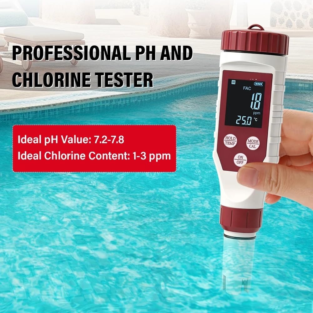 Testeur de qualité l'eau 7 en 1, stylo numérique FAC PH ORP TDS salinité EC TEMP