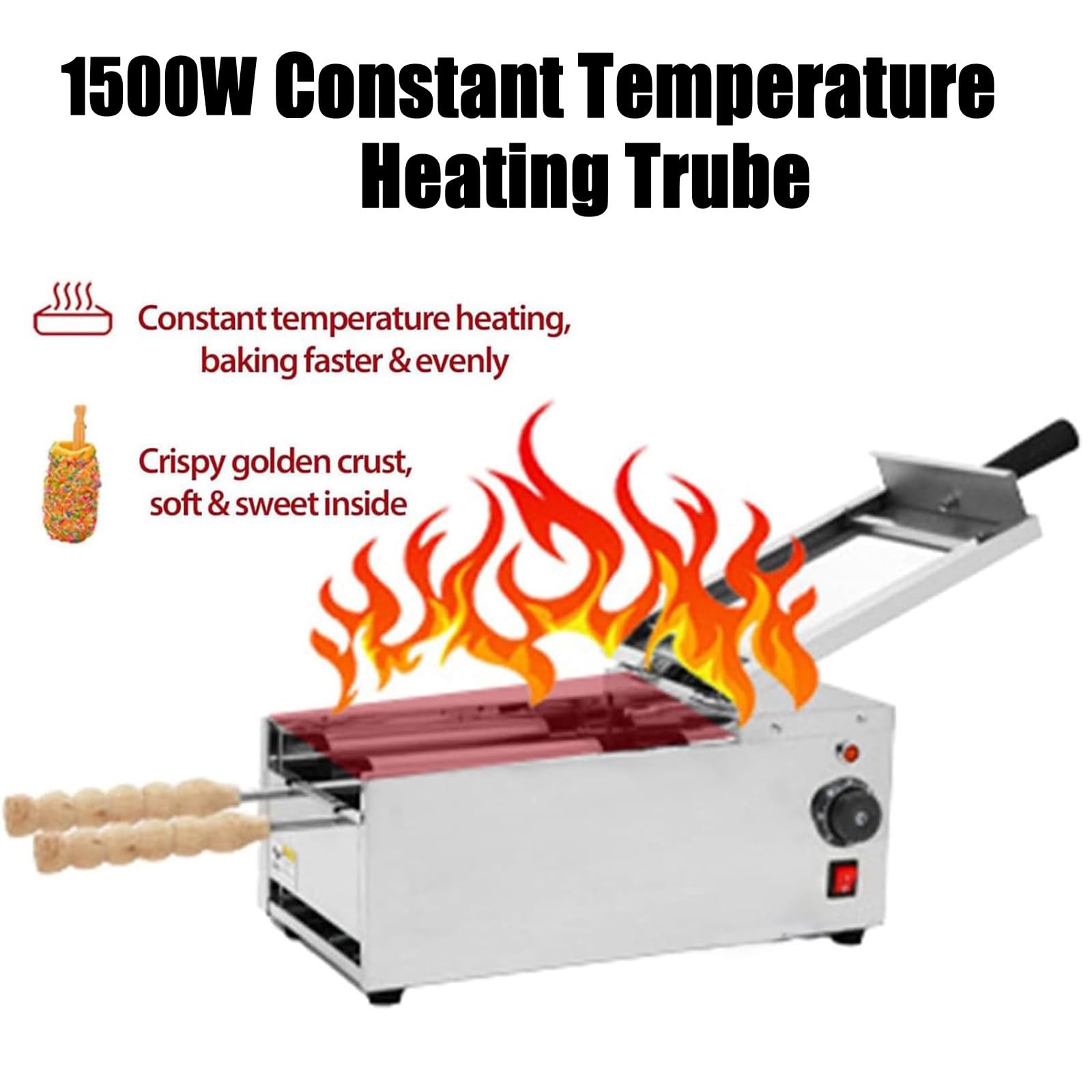 Máquina para Hacer Conos De Helado 1500W,con Molde Acero Inoxidable,Máquina Eléctrica para Hacer Panecillos,Ajustable 50°C a 300°C para La Cocina Doméstica Y El Uso Comercial Snack Bar