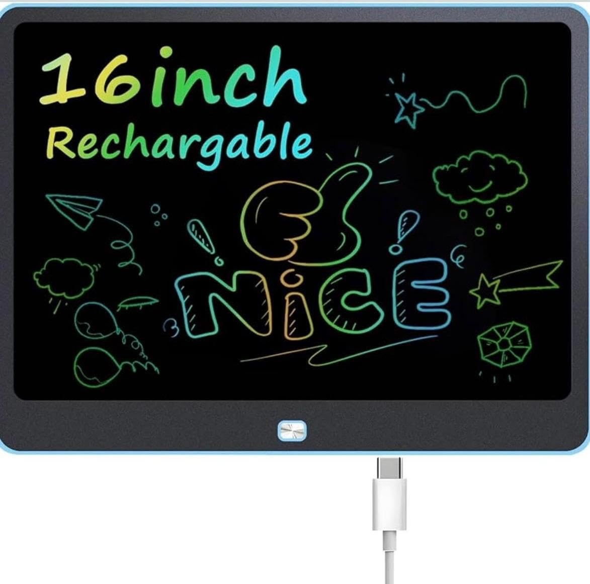 Rechargeable 16 inch LCD Writing Tablet, Large Colorful Drawing Tablet, Doodle Board for Ages 3-12 Years Old Boys Girls, Electronic Drawing Pad for Kids, Gifts for Birthday (Multicolour)
