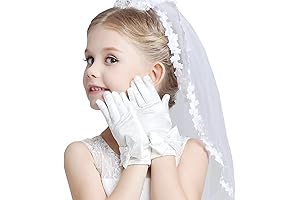Girls White Satin Gloves for Special Occasions