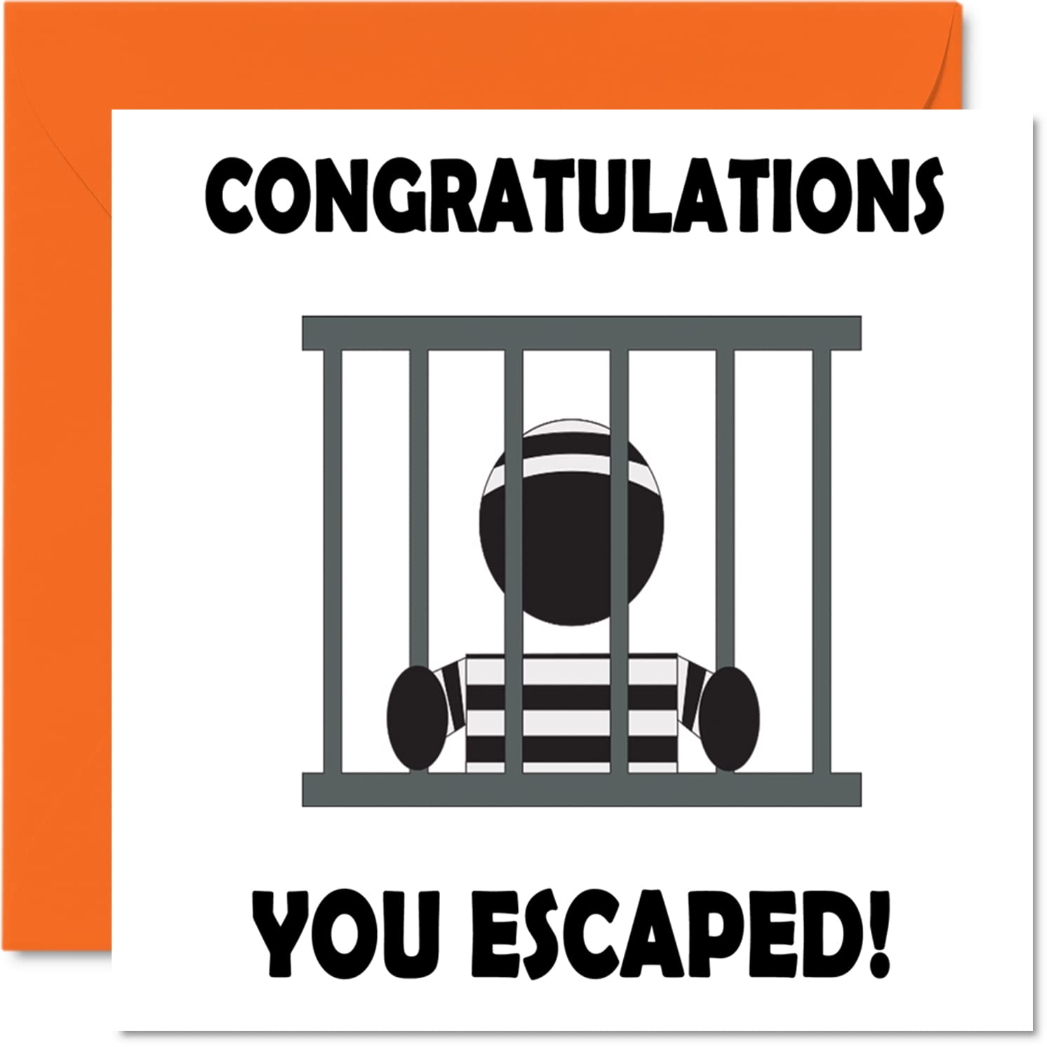 Stuff4 Leaving Gifts for Colleagues Women Men - Congratulations You Escaped! - Sorry Your Leaving Good Luck In Your New Job Card, 145mm x 145mm Greeting Cards, Funny Leaving Gifts Congratulations Card