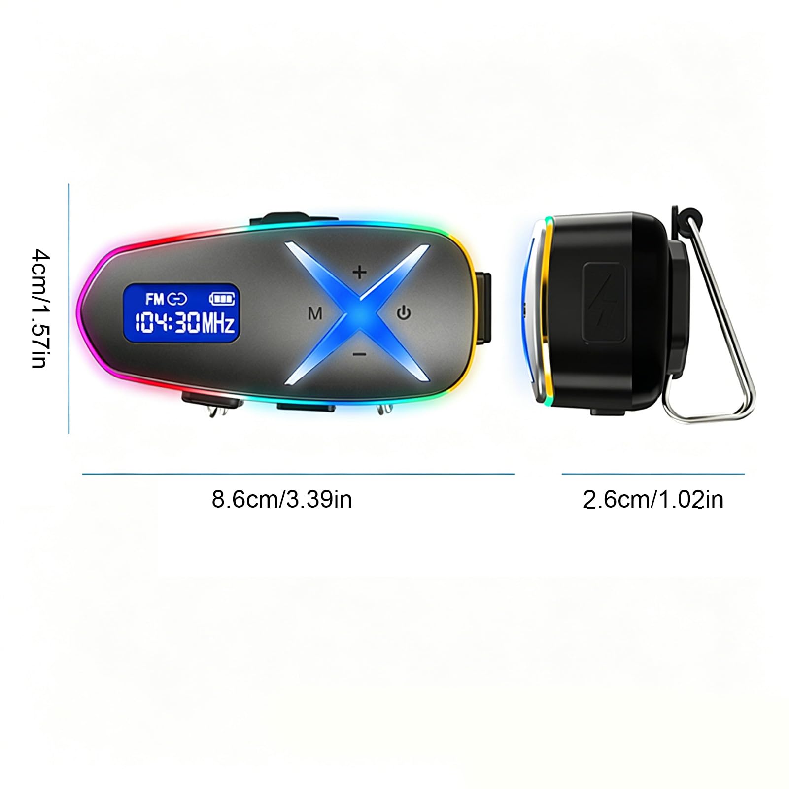 Auricolare Bluetooth per Casco con Surround 3D, Illuminazione RGB, BT 6.0, Impermeabile IP65, 40 Ore di Riproduzione, Interfono Bidirezionale con Mixaggio Musicale per