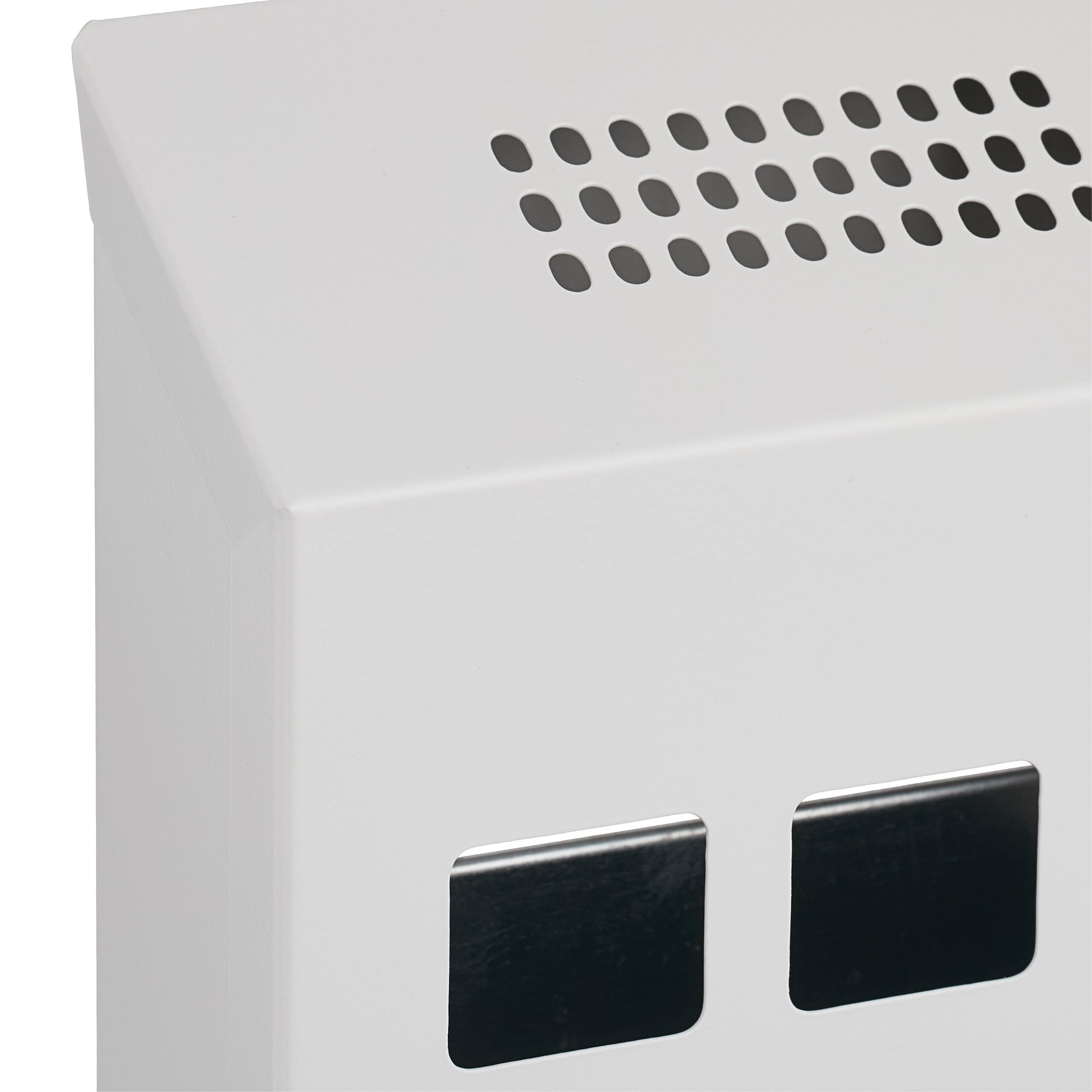 Relaxdays Posacenere da Muro per Esterno con Chiave, Contenitore Rimovibile, 32,5 cm, Bianco