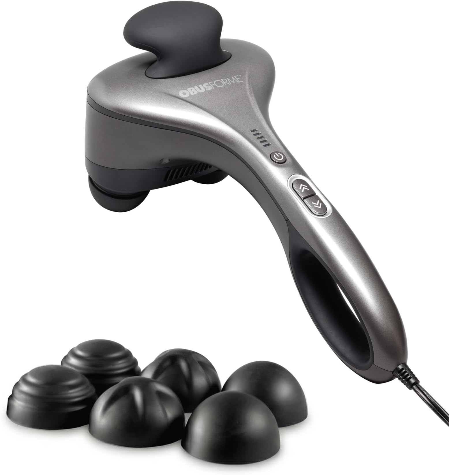Professional Grade Percussion Back Massager | Handheld Deep Tissue Massager | 3000 RPM Dual Massage Nodes | Five Massage Intensity Options | Ergonomic Front Grip & Non-Slip Handle