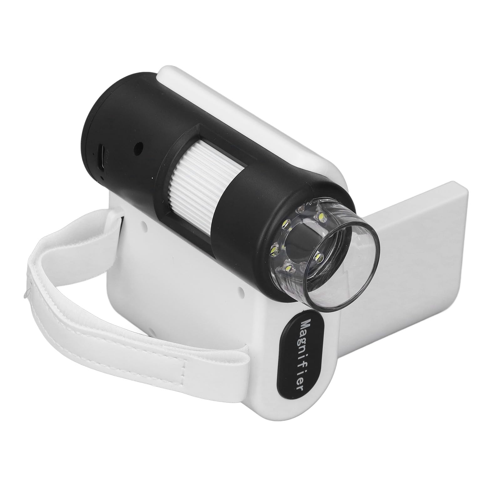 Microscopio tascabile portatile, microscopio studente registrazione video schermo a colori da 2 pollici 6 luci LED per la casa (bianco)