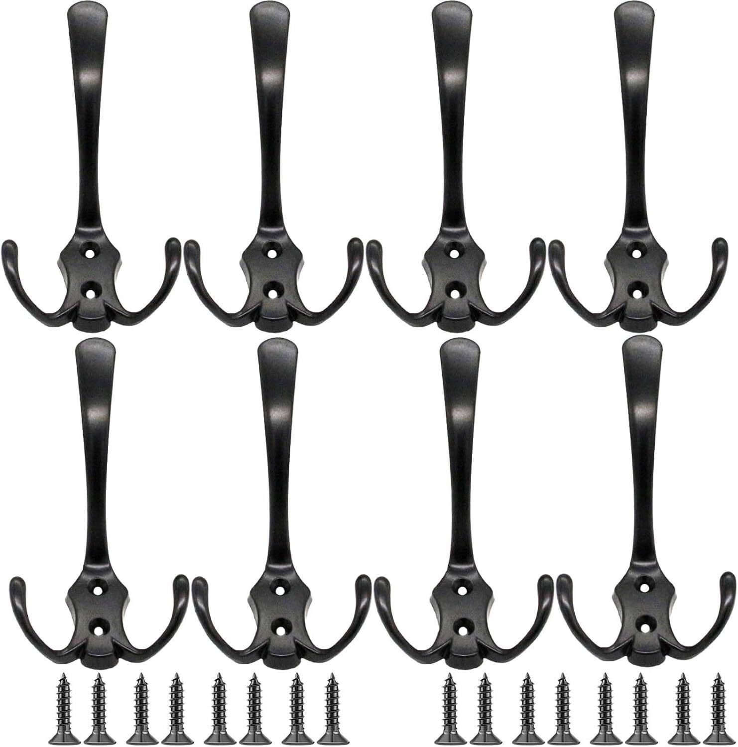 MOPAHCVT Clothing Racks Coat Hooks, 8 Triangular Metal Hangers for Hanging Clothes, Hats, and Keys