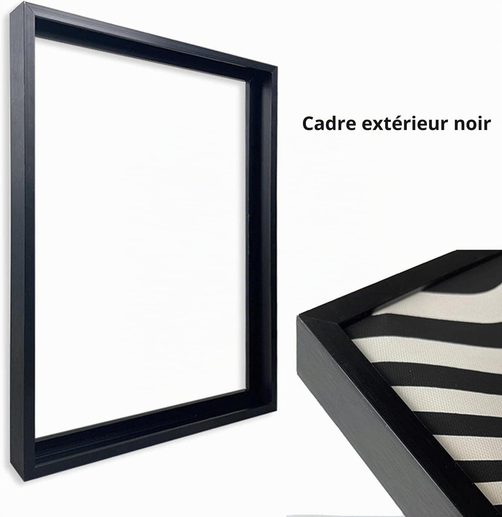 Peinture sur feuille d'or moderne gris sur toile pour salon, art mural abstrait moderne prêt à accrocher 80 x 135 cm avec cadre noir