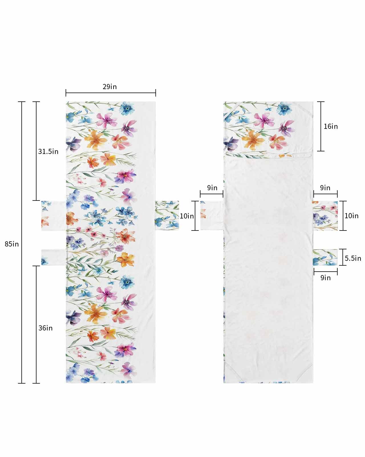 Floral Watercolor Beach Chair Cover with Side Pockets, Microfiber & Quick Dry Pool Chaise Lounge Chair Towels Covers for Sun Sunbathing Patio Garden Hotel, Spring Summer Botanical Aesthetics Herb