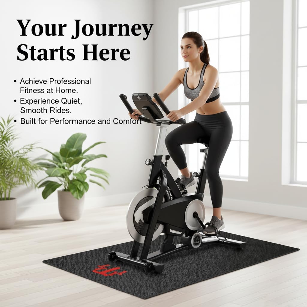 Treadmill Mat for Hardwood Floors/Carpet/Tile 6mm Thick - Exercise Equipment Mats, Peloton Bike Mat, Exercise Bike, with Non-Slip Sweat-Proof for Peloton/Cycling Under Floor/Hard Wood/Concrete Protect 36"x72"