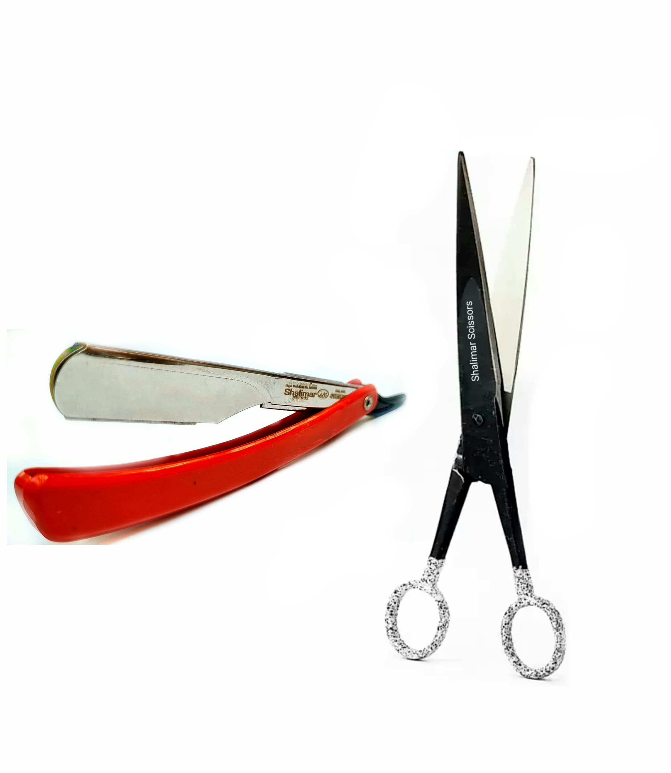 Shalimar Brand Pure Reti Barber Scissors and Razor set Professional Salon Barber Hair Cutting Hairdressing Tool Scissors Men Women Beard Trimming 7 Inches Made up of Pure Reti Handcrafted in India-image-7