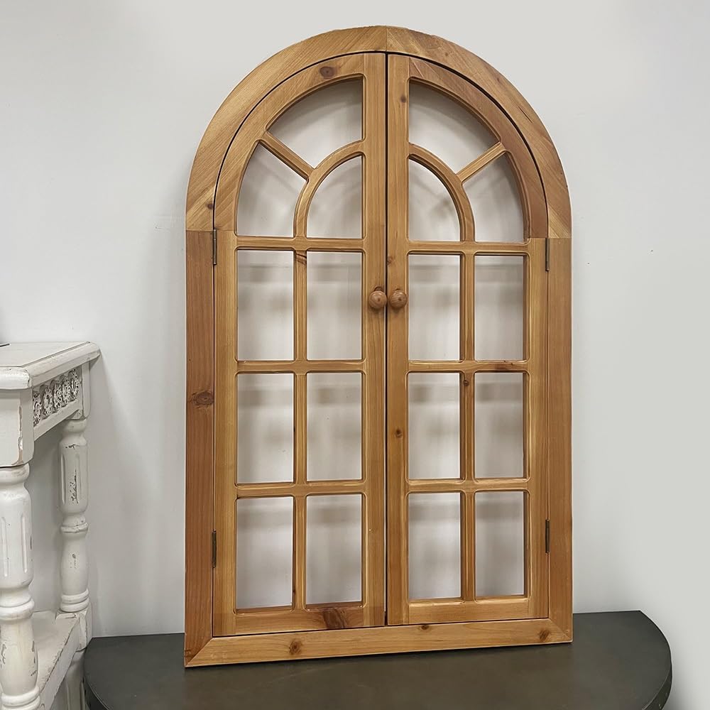 Wanddeko Mit Fensterrahmen Im Landhausstil, Hängend Vintage-Design Fensterattrappen, Holz Wanddeko Fenster Für Wohnzimmer Schlafzimmer(Braun)