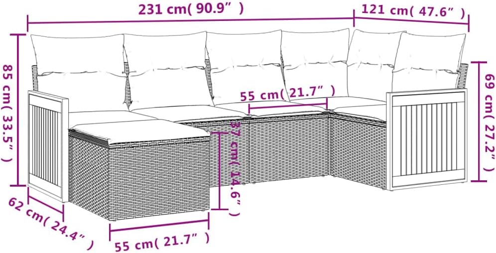 Patio Sofa Set Black and Blue Furniture Set