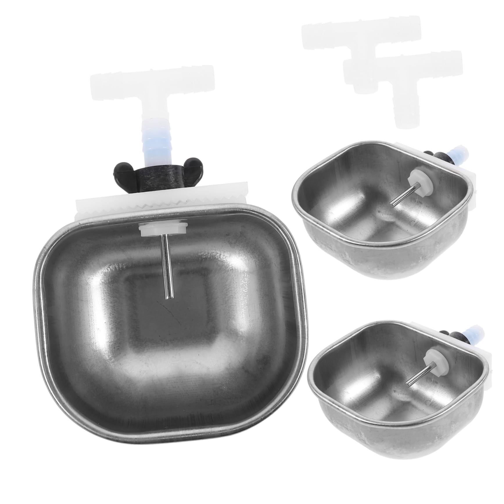 Yardwe Bebedero Automático Fácil de Limpiar Cuenco de Agua para Conejos de Acero Inoxidable, 3 Piezas, Gran Capacidad para Jaula de Mascota