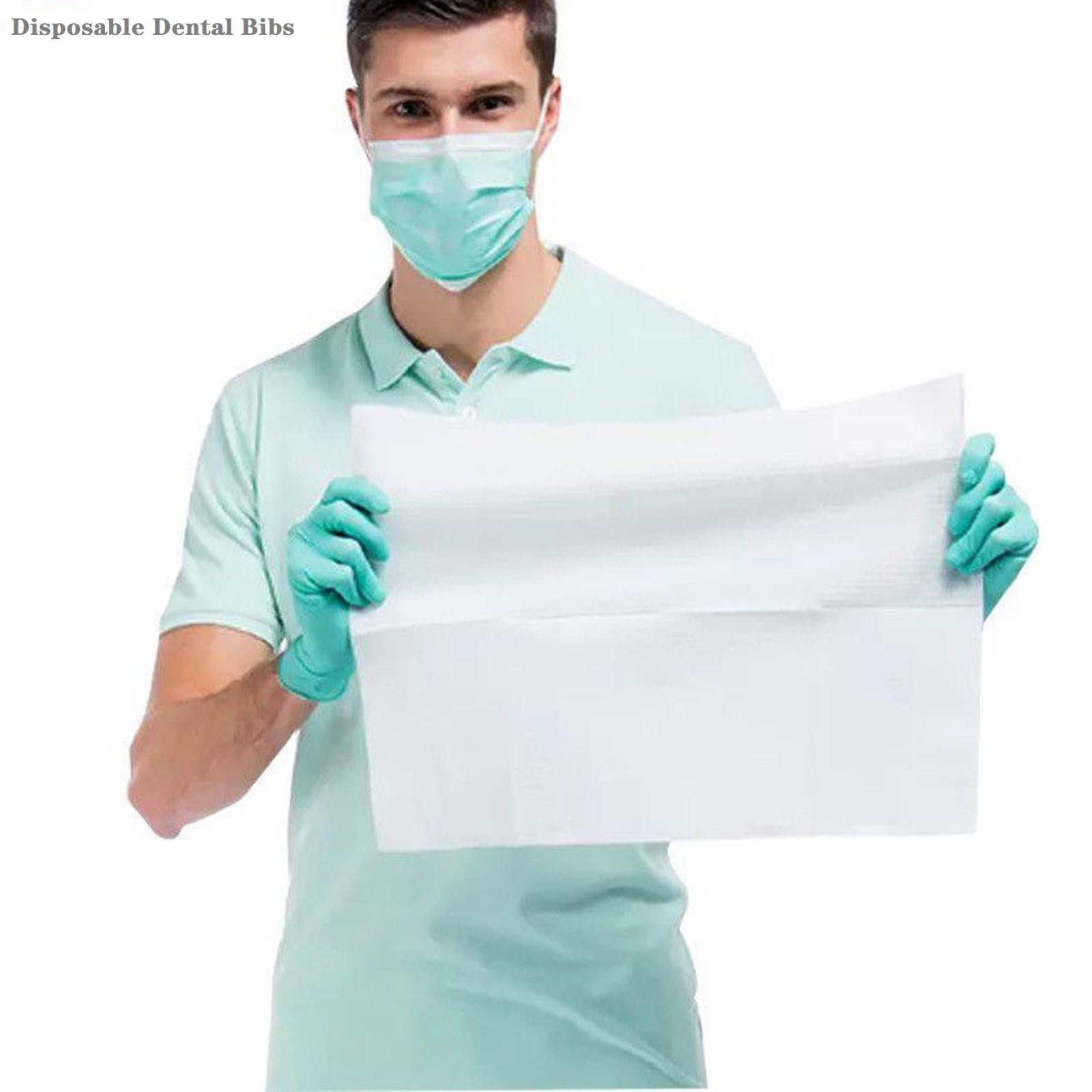 Lot de 125 bavoirs dentaires jetables pour patient, dentiste, 3 plis, tatouage, salon de manucure, nappe de tatouage, clinique dentaire et alimentation – 33 x 45,7 cm (blanc)