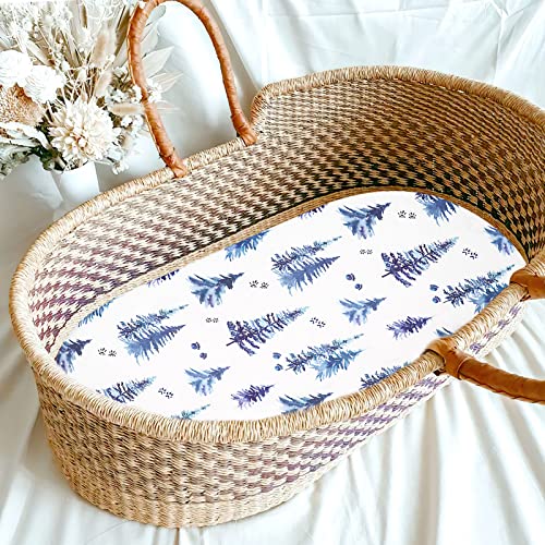 Pea Pod Bassinet Sheets Set 2 Pack For Baby Boy Girls, Soft Jersey Knitted Fitted Sheets For Cradle Or Bassinet Pad Oval Rectangle And Hourglass Bassinet Mattress, Woodland Animal #TOP7