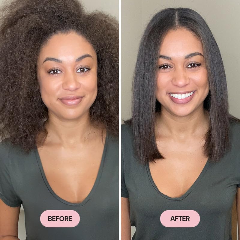 L'ANGE HAIR Le Vite Straightening Brush | Heated Hair Tool for Smoother, Frizz-Controlled Look | Dual-Voltage Hot Brush Straightener for Effortless Styling & Shine | Ceramic Standard Size (Blush)
