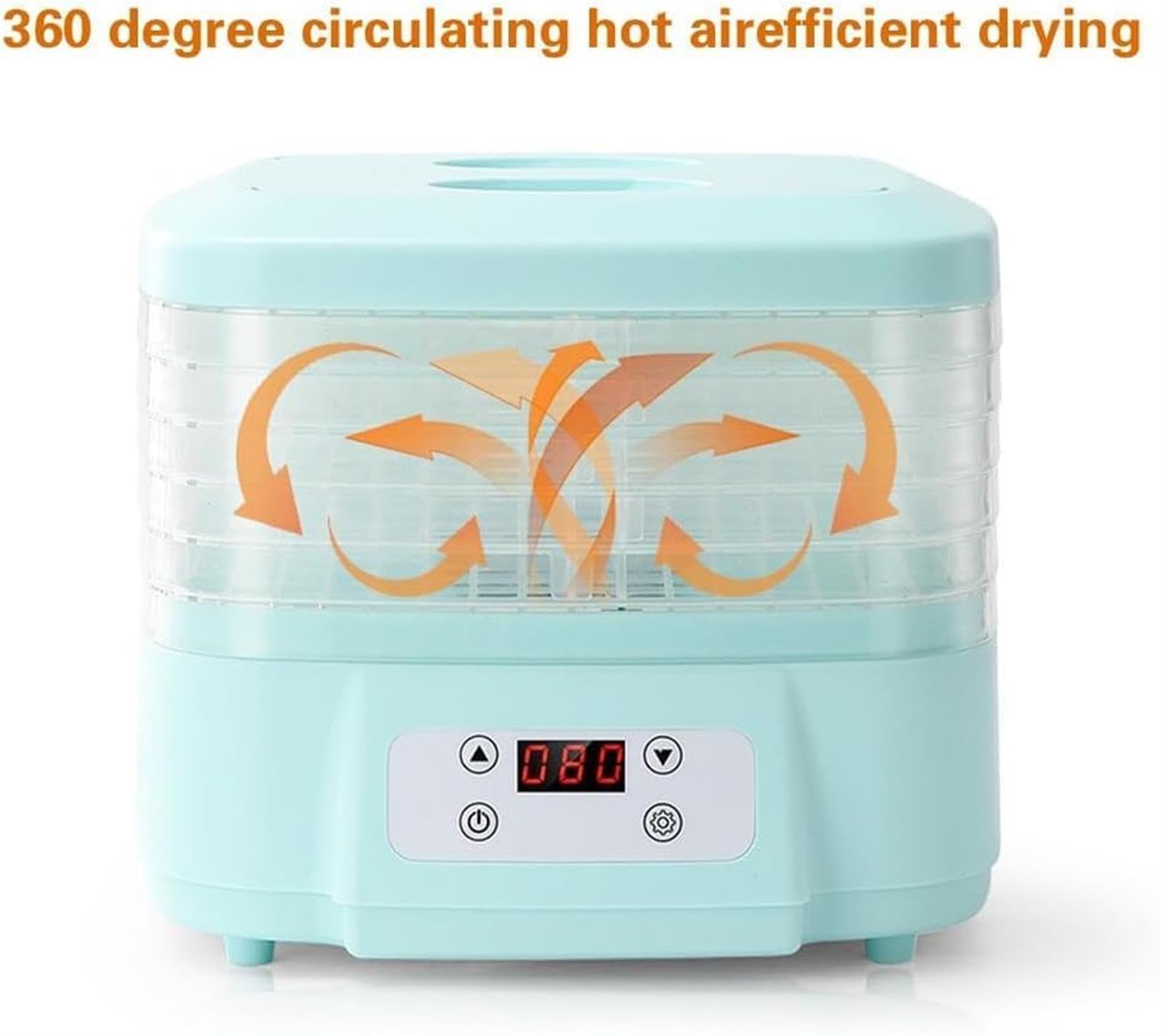 Essiccatore per Alimenti con Flusso d'Aria a 360° - Essiccazione Sana per Frutta, Verdura, Carne e Snack - Perfetto per la Preparazione di Carne secca Fatta in casa, Frutta secca e Caramelle
