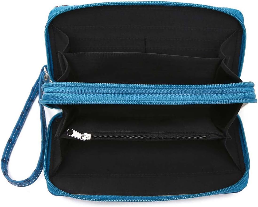 Colorful Butterfly Spring Western Style Fashion Purse Women Wristlets Wallet (Turquoise)