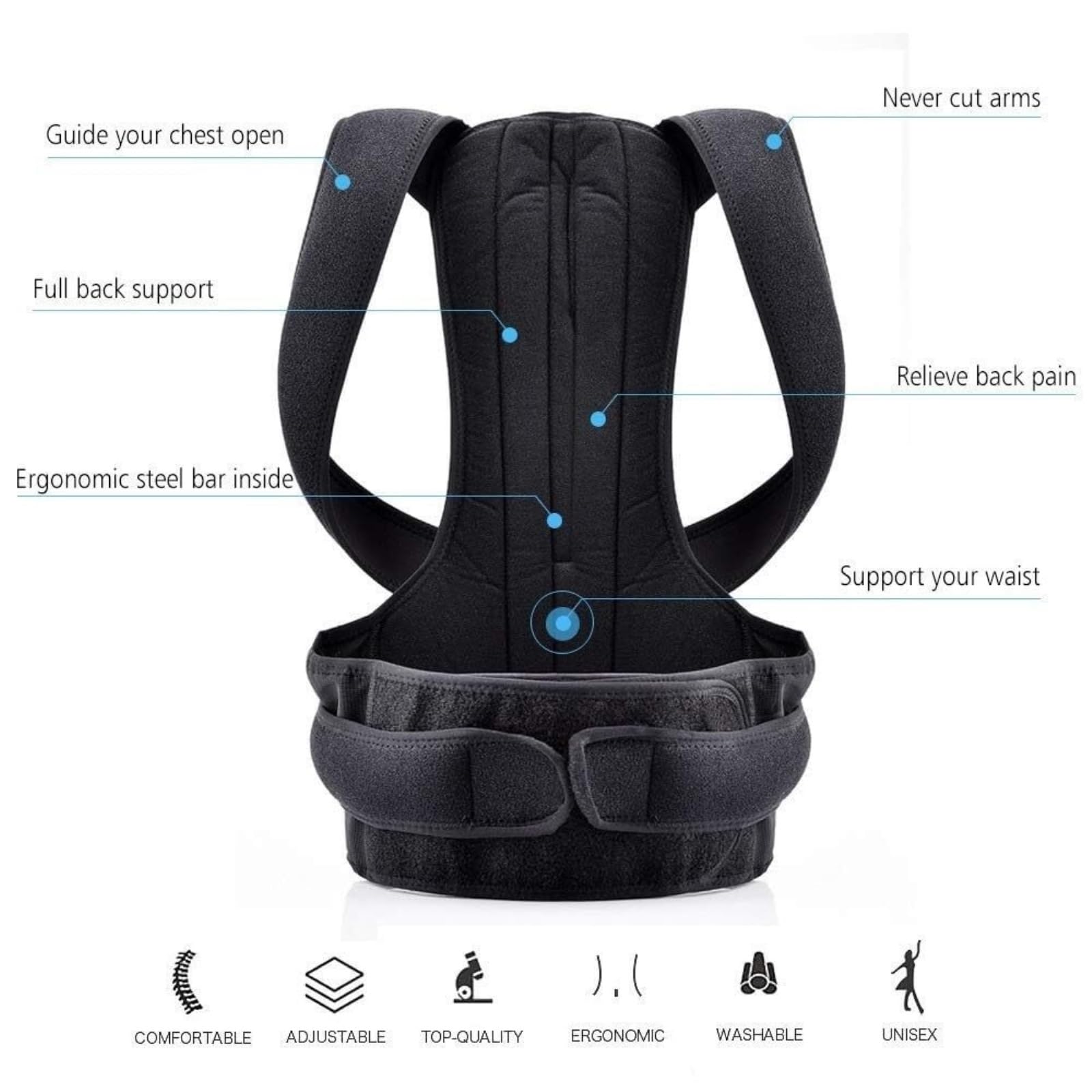 Fascia Lombare Cintura di Supporto per La Schiena Completa Correttore Posturale per Vita Tutore per Parte Bassa della per Traspirante Spalle Cintura Schiena(4XL)