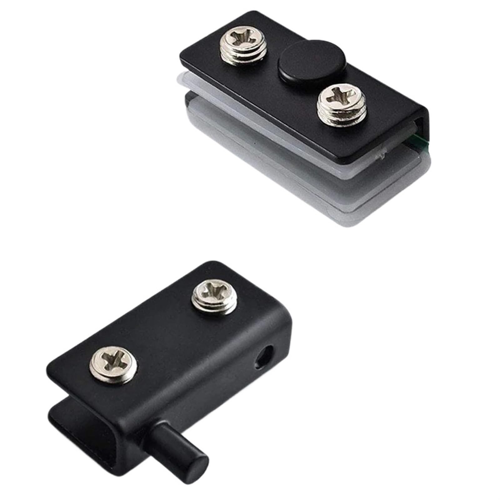 Charnières de porte en verre sans perçage acier inoxydable, clip pivotant armoire noir