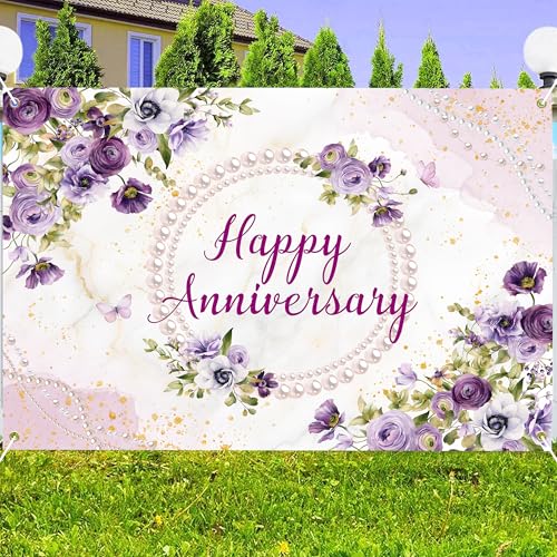 Fondo para aniversario de 8x6 pies morado miniatura 3